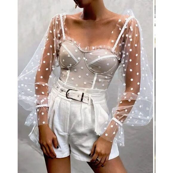 Petal & Pup Runaway Varinka Long Sleeve Crop Top Size Small NWOT - Picture 1 of 11
